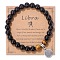 Natural Tiger Eye & Agate Beaded Stretch Bracelets, Constellation Charm Bracelets, Round, Libra, 7-1/2 inch(19cm)
