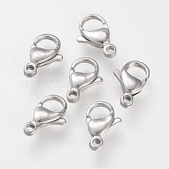 Tarnish Resistant 304 Stainless Steel Lobster Claw Clasps, Parrot Trigger Clasps, Stainless Steel Color, 12x7x3.5mm, Hole: 1.5mm