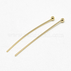 Brass Ball Head Pins, Cadmium Free & Nickel Free & Lead Free, Real 18K Gold Plated, 30x0.6mm, 23 Gauge, Head: 2mm