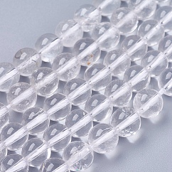 Natural Quartz Crystal Beads Strands, Rock Crystal Beads, Round, Clear, 8mm, Hole: 1mm, about 45pcs/strand, 14.5 inch