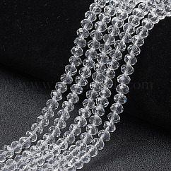 Glass Beads Strands, Faceted Abacus, Rondelle, Clear, 2.9~3.3x2mm, Hole: 0.8mm, about 135~140pcs/strand, 32~34cm