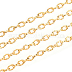 PVD Vacuum Plating 304 Stainless Steel Cable Chains, Soldered, with Spool, Flat Oval, Real 16K Gold Plated, 2x1.5x0.4mm, about 164.04 Feet/roll(50m/roll)