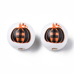 Autumn Theme Printed Natural Wood Beads&nbsp;WOOD-S057-080