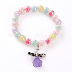 Acrylic Guardian Angel Charm Stretch Bracelets for Kids&nbsp;BJEW-JB05866