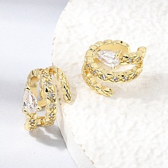 Brass Micro Pave Cubic Zirconia Cuff Earrings for Women&nbsp;CU-CBAE7DF-15G