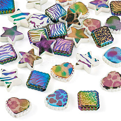 30Pcs 3 Styles Rainbow Iridescent Printed Opaque Acrylic Beads&nbsp;OACR-TA0004-52B