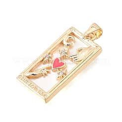 Brass Micro Pave Clear Cubic Zirconia with Pink Enamel Pendants&nbsp;CU-CBAE7DF-07G-01