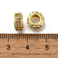 Brass Micro Pave Clear Cubic Zirconia European Beads&nbsp;LS-ZIRC-I070-118G