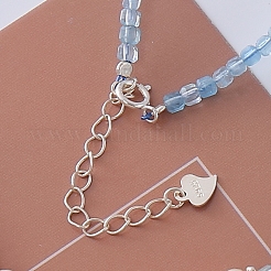 Natural freshwater pearl sea blue topaz sugar cube S925 silver necklace.&nbsp;QC9157
