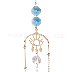 Faceted Glass Teardrop & Octagon Hanging Suncatcher&nbsp;HJEW-I010-02C