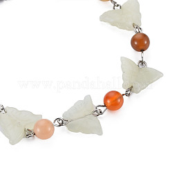 Butterfly Natural New Jade Beaded Bracelets for Girl Women&nbsp;BJEW-S145-002B