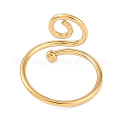 Ion Plating(IP) 304 Stainless Steel Spiral Open Cuff Ring for Women&nbsp;RJEW-C097-04G