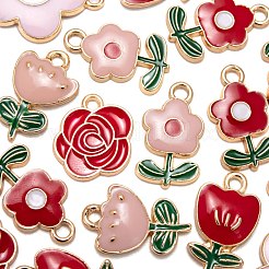 36Pcs 6 Style Light Gold Alloy Enamel Pendants&nbsp;ENAM-LS0001-71