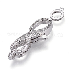 Brass Micro Pave Cubic Zirconia Lobster Claw Clasps&nbsp;ZIRC-M108-03A-P