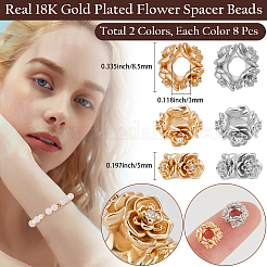 16Pcs 2 Colors Brass Spacer Beads&nbsp;KK-BBC0018-92