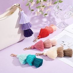 5Pcs 5 Colors Polyester Cord Gradient Color Tassel Pendant Decorations&nbsp;AJEW-BBC0001-11