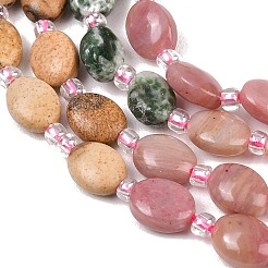 Natural Green Spot Jasper & Mookaite & Picture Jasper & Rhodonite & Lemon Jade Beads Strands&nbsp;G-Z135-A09