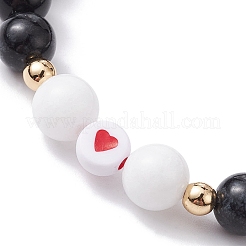 2Pcs 2 Colors Dyed Natural Malaysia Jade & Synthetic Hematite Stretch Bracelets Set&nbsp;BJEW-JB10041