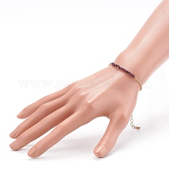 January Birthstone Natural Garnet Beaded Bracelets&nbsp;X-BJEW-JB06092-01