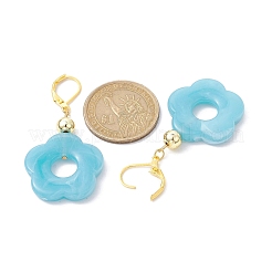 Acrylic Flower Dangle Leverback Earrings&nbsp;EJEW-JE05625-01