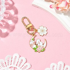 Moon & Flower & Rabbit Alloy Enamel Pendant Decorations&nbsp;HJEW-JM02752