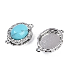 Synthetic Turquoise Oval Connector Charms&nbsp;KK-U043-50P-03