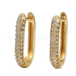 Oval Brass Micro Pave Clear Cubic Zirconia Hoop Earring&nbsp;X-EJEW-C152-04G