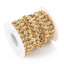 Handmade PVD Vacuum Plating 304 Stainless Steel Flat Round Charms Link Chains&nbsp;CHS-M004-10G