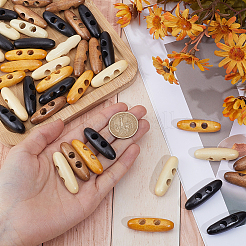 60Pcs 4 Colors 2-Hole Wood Buttons&nbsp;BUTT-GF0004-25A