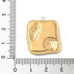 304 Stainless Steel Epoxy Resin with Natural Shell and Sequins Inside Pendants&nbsp;STAS-L026-17G-D03