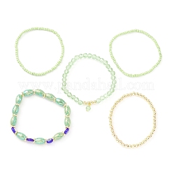 5Pcs 5 Style Glass & Lampwork Evil Eye Stretch Bracelets Set&nbsp;BJEW-JB09619-04