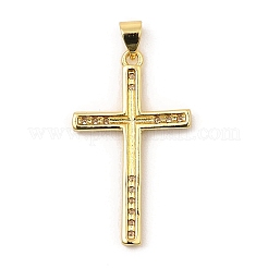 Brass Micro Pave Cubic Zirconia Pendants&nbsp;KK-E051-02G-01
