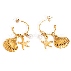 Summer Shell Starfish Stainless Steel Stud Earrings&nbsp;ME5016-4