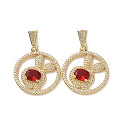Brass Micro Pave Cubic Zirconia Pendants&nbsp;ZIRC-F134-26G-03