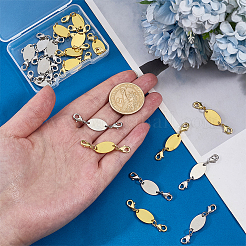 20Pcs 2 Colors Oval Brass Connector Charms&nbsp;HJEW-PH02502
