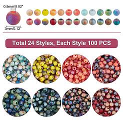 2400Pcs 24 Style Frosted Electroplate Glass Beads Strands&nbsp;EGLA-PH0001-22
