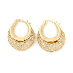 Brass Clear Cubic Zirconia Hoop Earrings&nbsp;EJEW-R025-36G