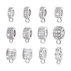 12Pcs 12 Styles Brass Micro Pave Cubic Zirconia Tube Bails&nbsp;KK-PH0013-25