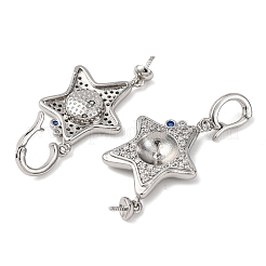 Brass Micro Pave Cubic Zirconia Star Peg Bails&nbsp;KK-A279-01P