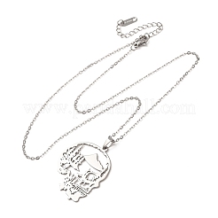Halloween 304 Stainless Steel Hollow Tree Skull Pendant Cable Chain Necklaces for Men Women&nbsp;NJEW-K308-10P