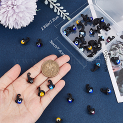40Pcs Handmade Evil Eye Lampwork Round Pendants&nbsp;PALLOY-SC0004-18