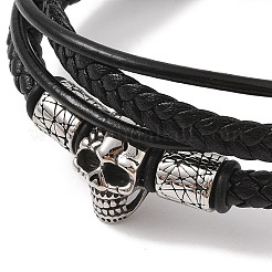 Braided Microfiber Leather Multi-strand Bracelets&nbsp;BJEW-B096-08C