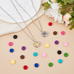 2 Sets Alloy Hollow Essential Oil Diffuser Perfume Locket Pendant 304 Stainless Steel Chain Necklaces&nbsp;NJEW-HS0001-22C