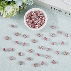 80Pcs Polymer Clay Rhinestone European Large Hole Beads with Silver Color Plated Brass Cores&nbsp;FPDL-LT0001-02C