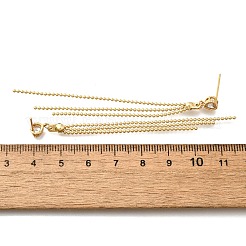Heart Brass Tassel Stud Earrings&nbsp;EJEW-Z086-04G