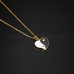 304 Stainless Steel Enamel Yin Yang Pendant Necklaces for Women&nbsp;LS-VV9279-2
