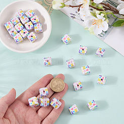 40Pcs Laser & Printed Opaque Acrylic Beads&nbsp;OACR-PA0002-15