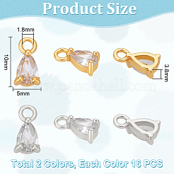 32Pcs 2 Colors Brass Micro Pave Cubic Zirconia Pendants&nbsp;KK-UN0005-41
