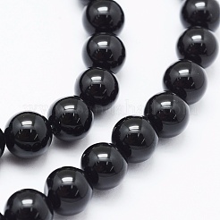 Natural Black Onyx Beads Strands&nbsp;G-E469-08-8mm