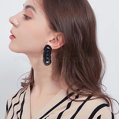 4 Pairs 4 Colors Horse Eye Acrylic Dangle Stud Earrings with Steel Iron Pins for Women&nbsp;EJEW-AN0004-11